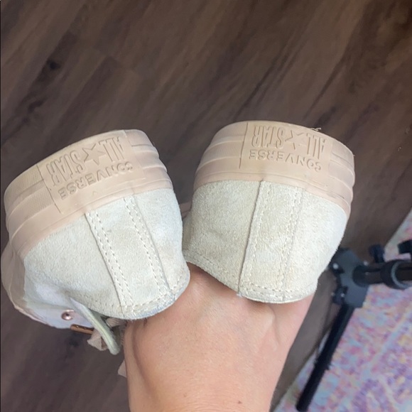 Suede Low Top Converse with Rose Gold Accents - Picture 4 of 8